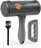 New Generation Pro Kit Spazzola Leva Peli Animali 3-in-1 - Rullo Autopulente Elettrostatico per Peli Lunghi e Medi - Include Raschietto per Angoli e Spazzolina - Grigio Pro