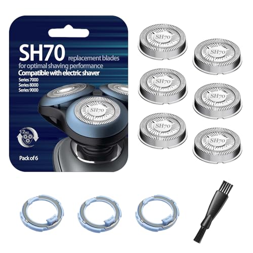 SUPERNB SH71 Replacement Heads for All Series 7000 6000 and Series 5000 Angular Dual Ring Mesh for Efficient Shave Fits S5xxx/S6xxx/S7xxx 6-Pack