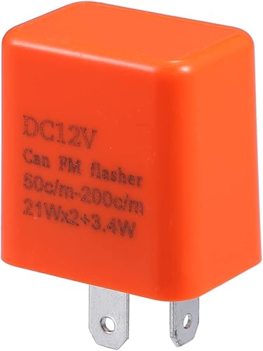 Miniatura 1 de X AUTOHAUX Relé intermitente electrónico LED de 2 pines ajustable de velocidad de 12 V para motocicleta, reemplazo directo, advertencia universal,