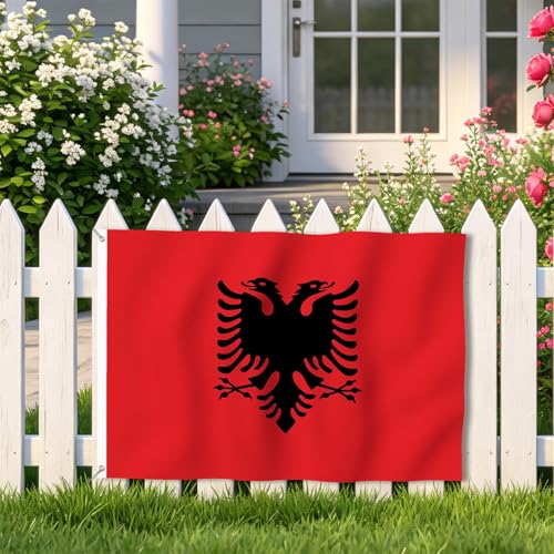 Drapeau d'Albanie double face YongFoto cousu machine extérieur - 7