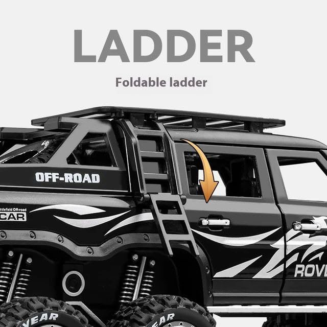 Image of Invite Enterprise Land Rover Defender Six Wheels Off-Road Pickup Car Model - 1:24 Scale Diecast Truck with Pull Back Action, Sounds & Lights - Perfect Collectible for Kids and Adults Multicolor