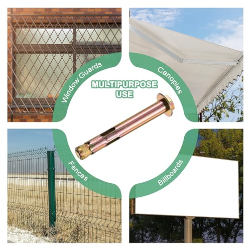 Image of M METERXITY 5-Pack Hex Expansion Bolt, M12x120mm Colored Galvanized Iron-Carbon Steel External Hex Expansion Bolts, Anti-Corrosion Metal Bolt for Concrete /Dry Brick /Block Walls