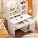 MONGMON Dressing Table,Makeup Table with Drawers, Vanity Desk with Mirror and led Lights,3 Lighting Mode,Makeup Vanity Desk,Multifunctional Makeup Writing Desk for Bedroom (80CM)
