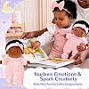 OUOZZZ Muñeca bebé negra de 10 pulgadas, compañera de abrazos rosa | Muñecas afroamericanas, juguetes para niña de 1 año, regalos de cumpleaños para niña de 1 año, juguete abrazable para bebés y niños pequeños 6