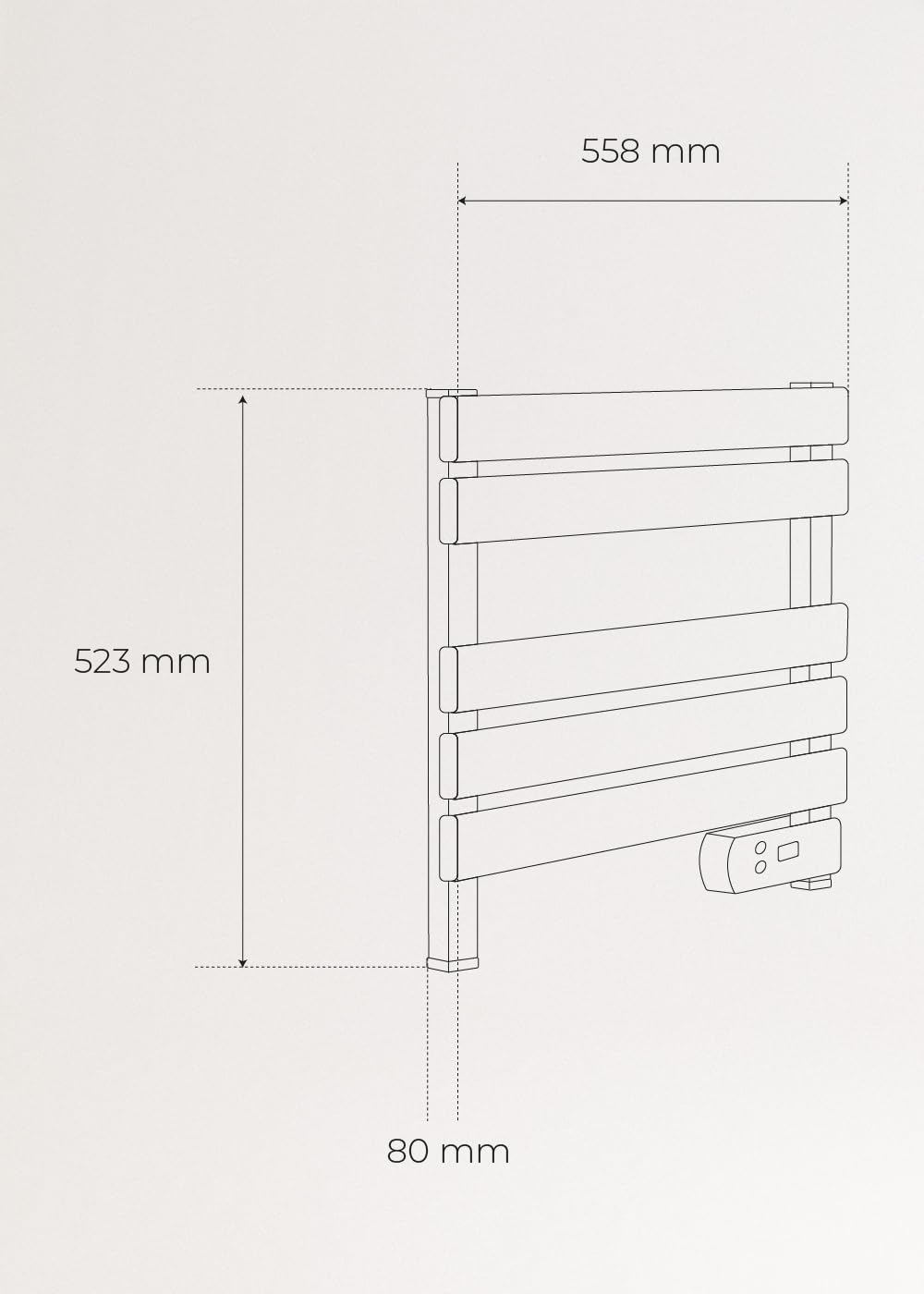 CREATE / Warm Towel Mini/Porte-Serviettes électrique sur Pied ou Mural Blanc sans Pieds / 52,3x8x55,8cm / Faible consommation, sèche-Serviettes, Silencieux, Ultra-Fin, 150 W