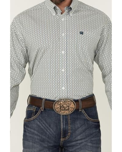 Cinch Western Shirt Men L/S Geometric Print Front XXL White MTW11058633