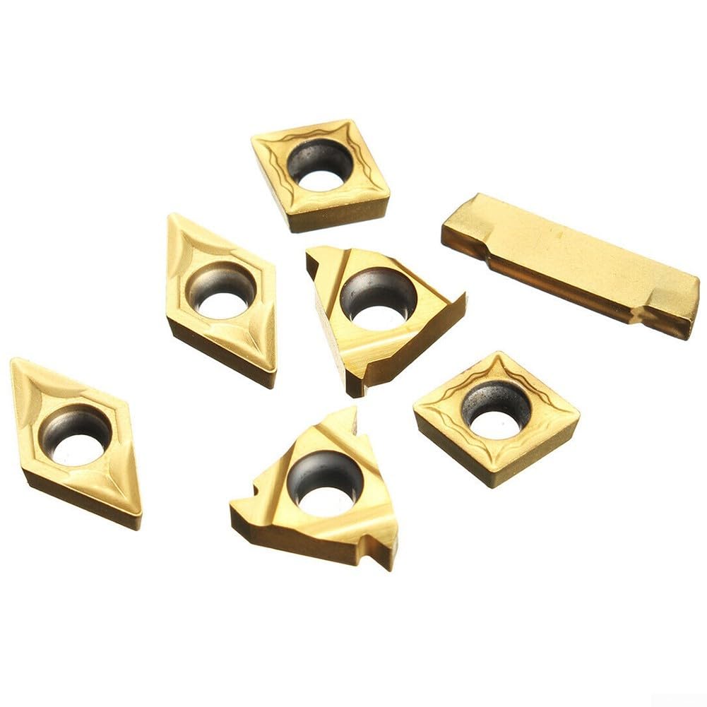 Inserto in carburo, lavorazione CNC, 7 pezzi, barra di alesatura per tornio con chiave e inserti in carburo per semifinitura e finitura