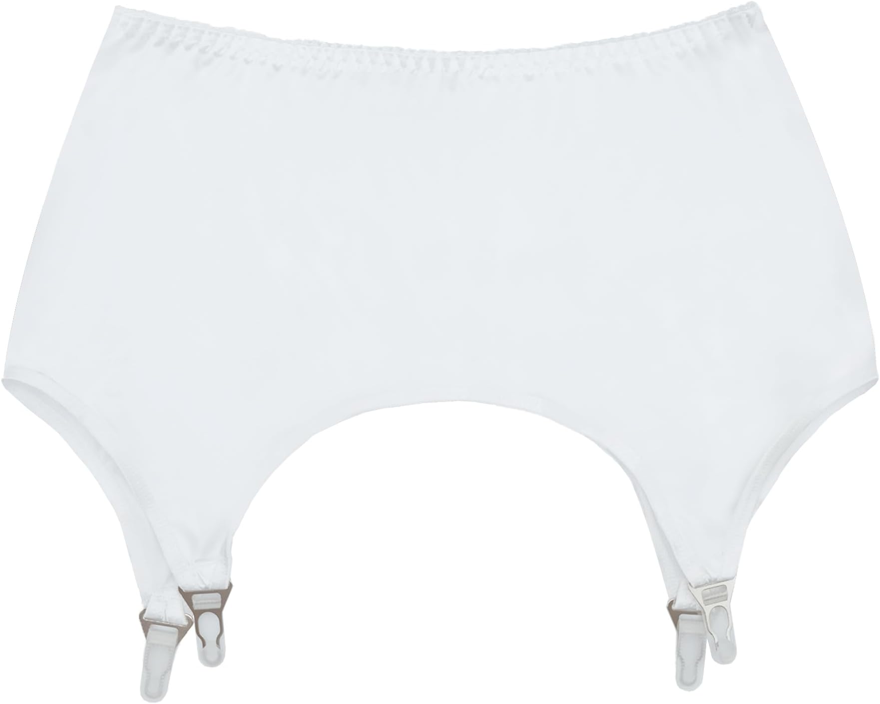 4 Straps Stretch Satin Pull-on Suspender Belt Girdle, Simple Short Garter Belt for Thigh-High Stockings
