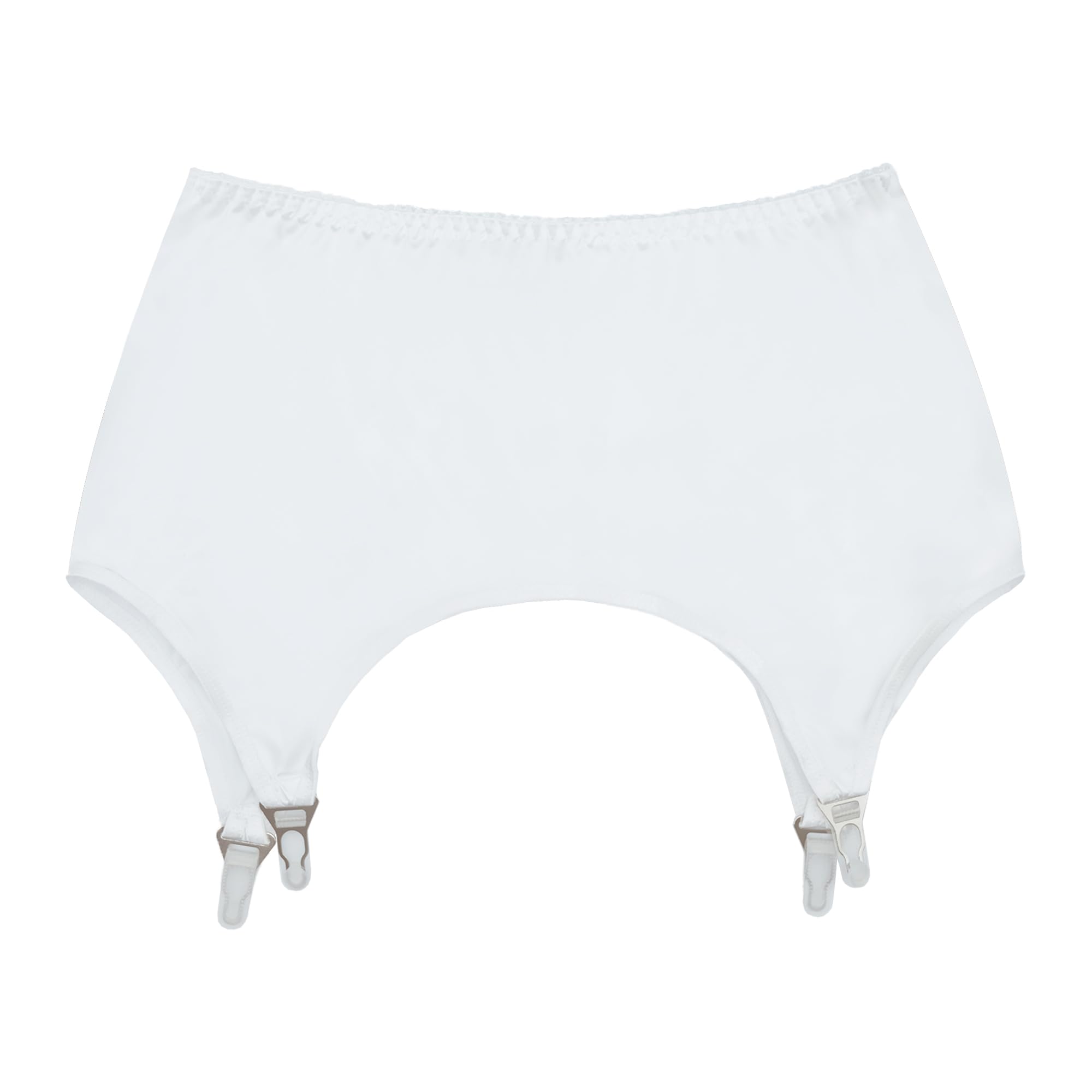 4 Straps Stretch Satin Pull-on Suspender Belt Girdle, Simple Short Garter Belt for Thigh-High Stockings