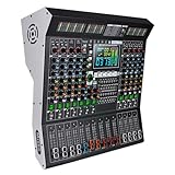 Yamnweo MD-10 10-Channel Professional Stage Mixer, 99 DSP Effects, USB, Wireless Connection, Independent EQ, Large LED Display, Ideal for Live Performances, Studio & Stage Users