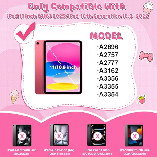 SAMONPOW for iPad A16 Case/10th Generation Case Pink Cute Dessert House iPad 11th Generation Case for Kids Girls Teens with Strap & Rotating Stand & Handle Soft Silicone Cover for iPad 11 Inch 2025 by SAMONPOW - Image 2