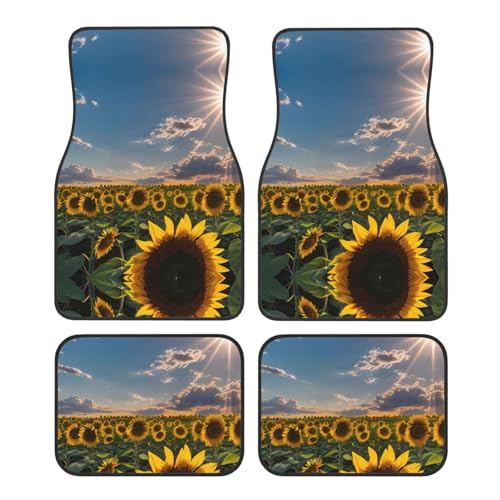 Tapis de sol de voiture imprimé tournesols auto SUV camion avec revêtement durable