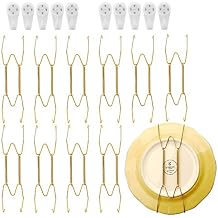 SOSPIRO 10 Pack Stainless Steel Plate Hangers for Walls Compatible Decorative Plates Hooks Dish Diaplay Holder with 10 PCS Wall Hooks 8 Inch