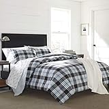 Eddie Bauer Home | Lewis Collection | 100% Cotton Soft & Cozy Premium Quality Plaid Duvet Cover Matching Sham, 2-Piece Bedding Set, Machine Washable, Twin, Navy