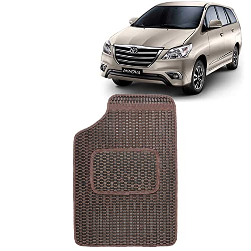 Image of Kingsway Dotted Design Car Floor Foot Mats Universal Fit for Toyota Innova, Model Year : 2012-2015, Water and Dustproof, Color Brown, Set of 5 Pieces