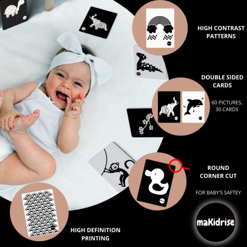 Newborn Essentials - Black and White Sensory Toys High Contrast Baby Sensory Cards Promotes Babies Visual Skills – Perfect Baby Essentials for Newborn & Sensory Toys for Babies 0-6 months by maKidrise - Image 5