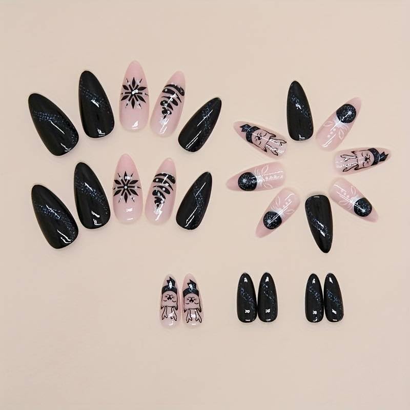Image of Fashionharbour 24 Reusable Artificial Fake Nail Set| Lightweight & Long Lasting| Easy To Use| Quick Fix For Festivals & Special Occasions (w1212)