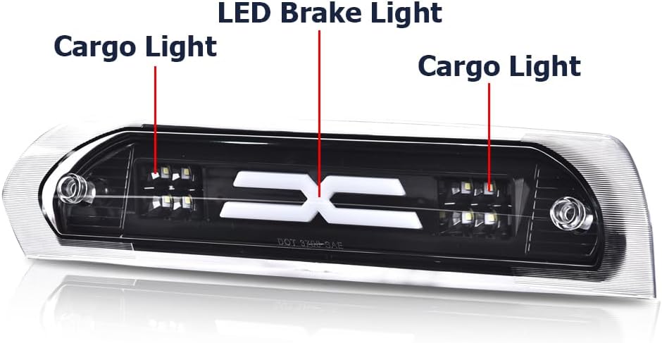 G-PLUS LED Third Brake Light Compatible With Dodge RAM 2002 2003 2004 2005 2006 2007 2008 2009, 3RD LED Bar Brake/Cargo Light,Type X (Clear lens Black Housing Amber Reflector)
