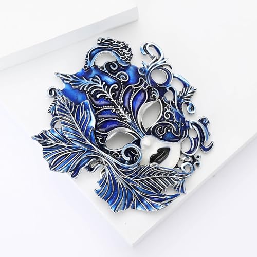 Image of Blue Venice Queue Mask Brooch Pin for Women & Men