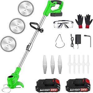 Krachtige grasmaaier met 2 accu’s en 3 soorten messen Elektrische accu grasmaaier voor grasmaaiers met 24 Volt accu