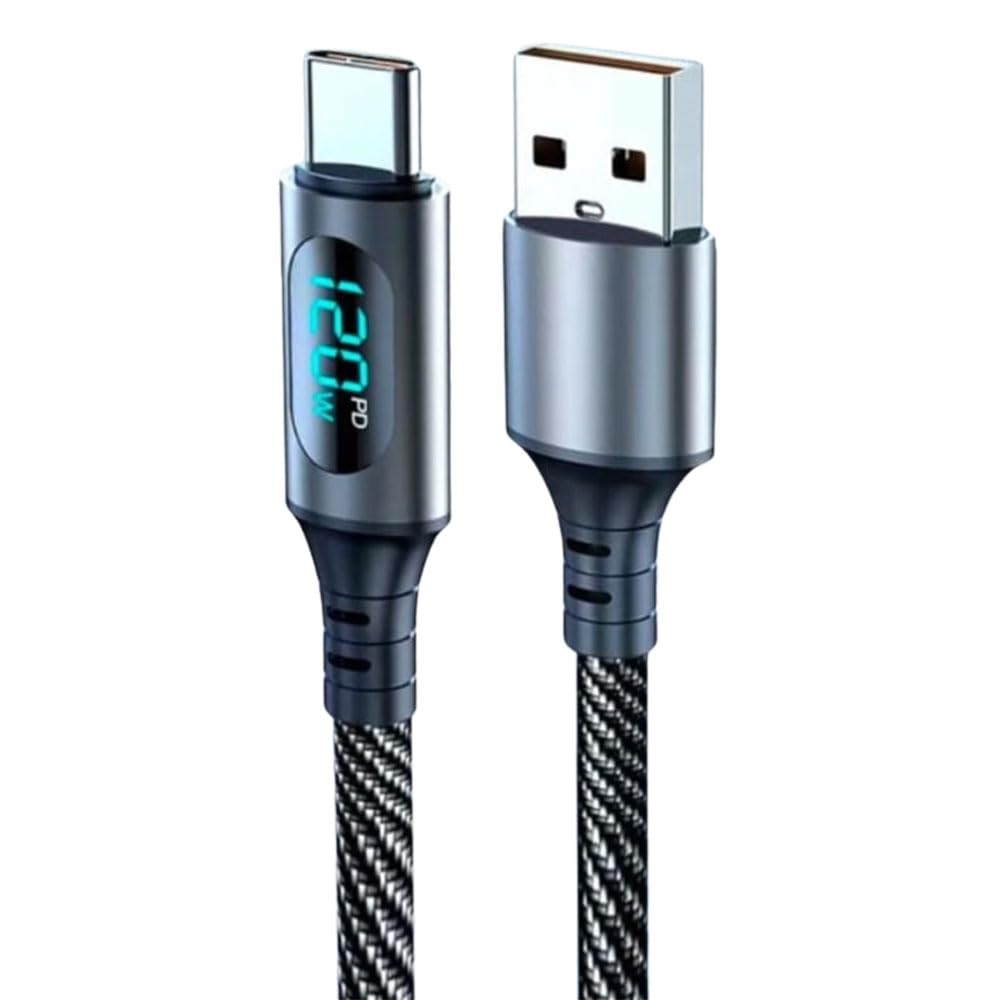 Avana Nylon braided (Usb to type C) data cable fast charging 120W PD cable aluminum alloy real-time digital display for Mobile Phones with 480 MBPS Data Transfer Fastest Charging Cable. (B0D5W9T1DR) Amazon Price History, Amazon Price Tracker