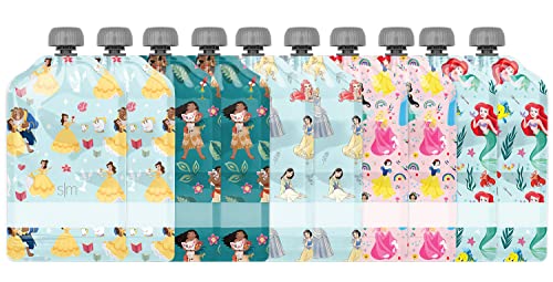 Simple Modern Disney Reusable Baby Food Pouches For Toddlers | Bpa Free Plastic Refillable Freezer Safe Squeeze Pouch | 10 Pack | 5Oz | Disney Princesses #TOP1