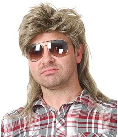 Baruisi 80s Men's Mullet Wig Blonde Cosplay Halloween Wig for Fancy Dress