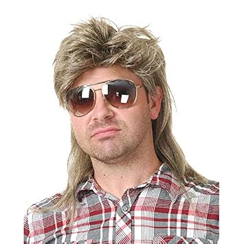 80s Mens Mullet Wig Blonde Cosplay Halloween Wig for Fancy Dress
