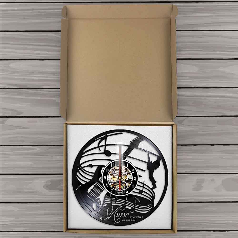 30cm Strumento musicale Chitarra 3D Art Decoraitve da parete La musica è la vita dell'anima Orologio da parete Disco in vinile Orologio a tempo a LED Orologi Regali per la festa della mamma Orologi