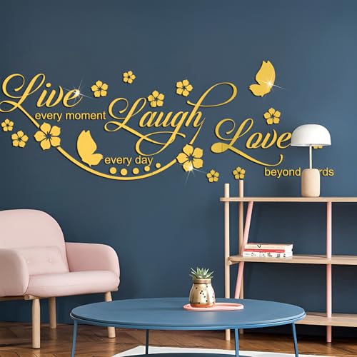 Sicheii Live Laugh Love Mirror Decal, Inspirational Wall Stencils Peel and Stick Quotes - Image 3