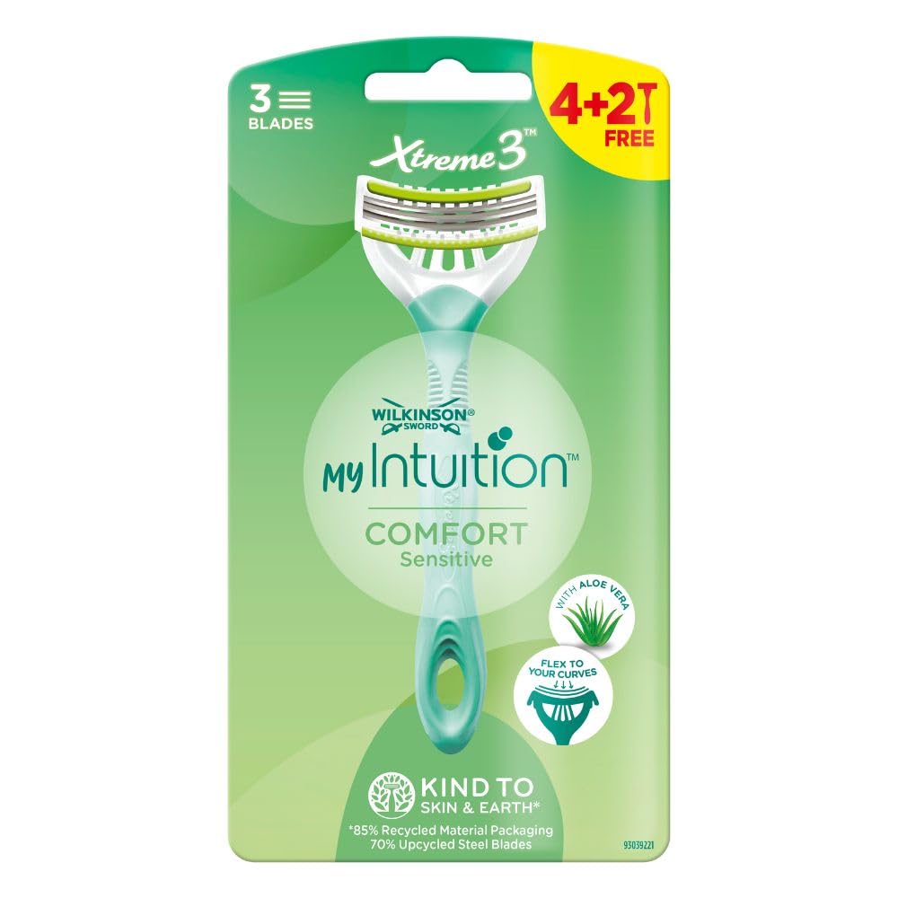 WILKINSON SWORD - My Intuition Xtreme 3 for Women | Comfort Sensitive | Pack of 4 + 2 Extra Disposable Razors