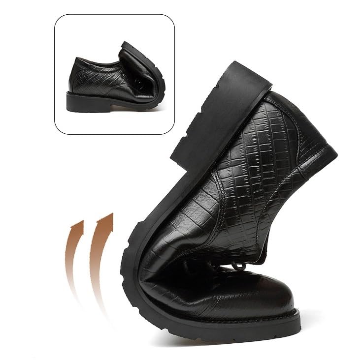 Men's Fashion Wingtip Brogue Shoes Men Genuine Leather Oxford Shoes Men Non-Slip Waterproof Business Formal Derby Shoes(Black,10.5)2