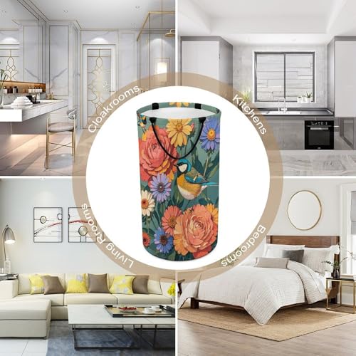 Panier à linge pliable fleurs et oiseaux étanche grand format - 6