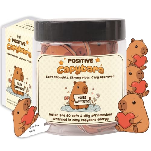 Miarita Positive Capybara Jar - 60 Affirmation Cards for Anxiety & Self Care, Capybara Gifts For Women, Teacher Appreciation Gifts For Women, Birthday Gift for College Friend
