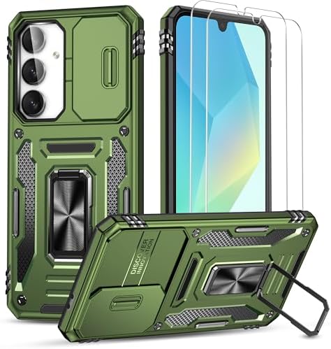 for Samsung Galaxy A16 5G Phone Case, Slide Camera Cover Olive Green