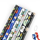 🎁【ECOLÓGICO】: Este papel para envolver regalos está hecho de papel cuché de alta calidad, es fuerte, duradero, hermoso, no tóxico y resistente al desgarro. Este papel y bolsa de papel para envolver regalos son reciclables y puedes empaquetar los regalos de una manera respetuosa con el medio ambiente.