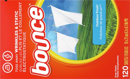 Image of Bounce Fabric Softener Sheets, Outdoor Fresh Scent, 120 Count (Pack of 6)