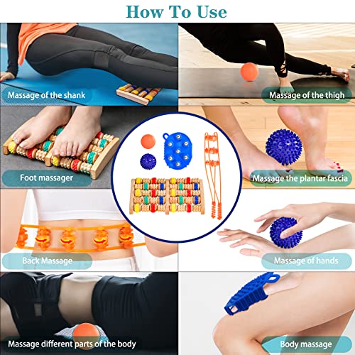 Wooden Foot Massager Roller, Foot Roller Massager For Plantar Fasciitis Relief, Foot Roller For Foot Pain Relief Massage, Massage Ball Set For Myofascial Release Deep Tissue, Men Women Gift, 7 Pack #TOP1