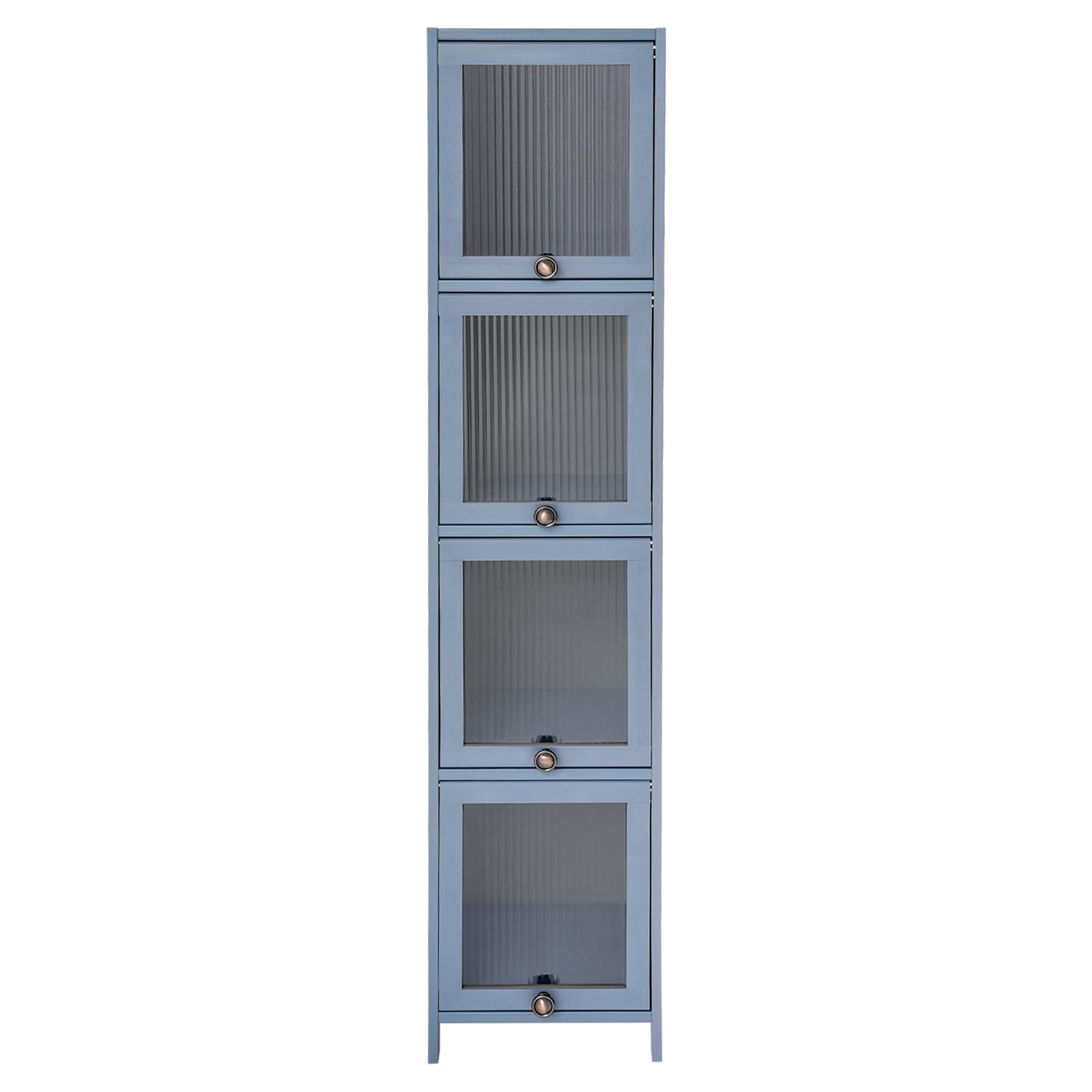 4-StöCkiger Bambus-Aufbewahrungsschrank Mit KlapptüRen – 30 * 33 * 140cm Kompakter Eckschrank, Geeignet FüR Badezimmer, KüChe Und Wohnzimmer (Grau)