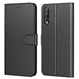 Tenphone Etui Coque pour Huawei P30, Protection Etui Housse en Cuir Portefeuille Livre,[Emplacements Cartes],[Fonction Support],[Languette Magnétique] pour (Huawei P30 (6,1'), Noir)