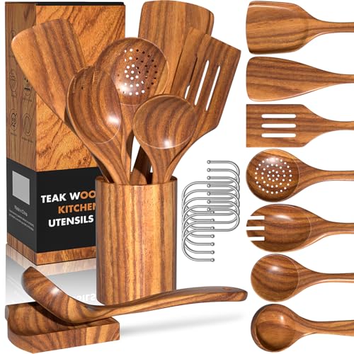 10-Piece Teak Set with Holder