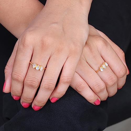 Bague faite à la main en pierre de lune bleue un lien éternel - 5