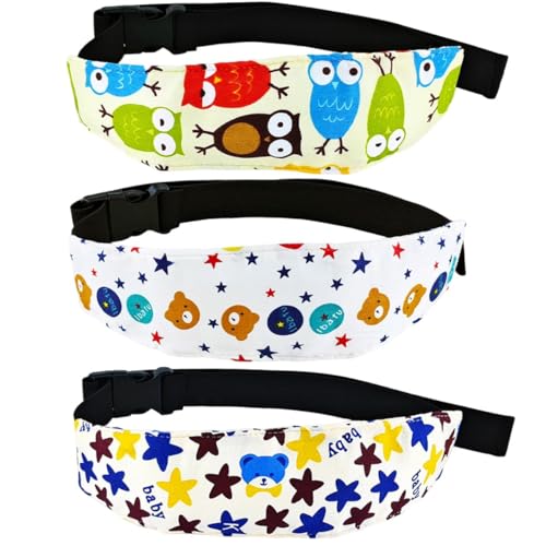Image of 3 Pcs Baby Carseat Head Support Band Neck Relief Strap Headrest for Sleeping Traveling Slumber Sling Sleep Positioner for Toddler Kids Children Child Baby Infant