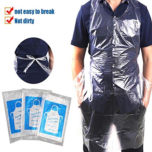 PLXX 100 Pezzi Monouso Impermeabile Grembiule Abito Ristorante Ristorante Cottura Cottura Cucina Domestica Pulizia Vernice Spray Olio, Stati Uniti, per Bambini