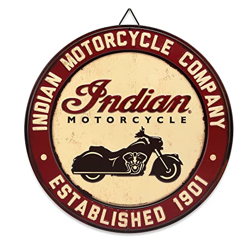 Open Road Brands Indian Motorcycle Company Established 1901 Plaque ronde en métal – Taille L 61...