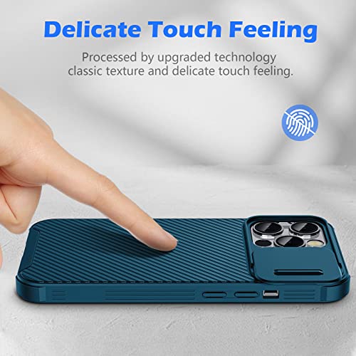 Image of imluckies Compatible with 6.1 inch iPhone 13 Pro Case with Slide Camera Cover, [Back Hard PC & Soft Bumper], Slim Protective & Full Camera Protection Scratch-Resistant Case (Blue)