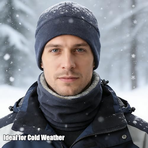 Gorro y bufanda de forro polar ajustable para hombre y mujer 6