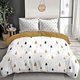 Ensemble De Literie 3 Pièces : Parure de lit 260x240 adulte comprend une housse de couette et 2 taies d’oreiller de 65 x 65 cm. (Pas de remplissage).Le linge de lit assorti facilite la coordination de votre décoration et apporte de l'harmonie à votre espace de sommeil.