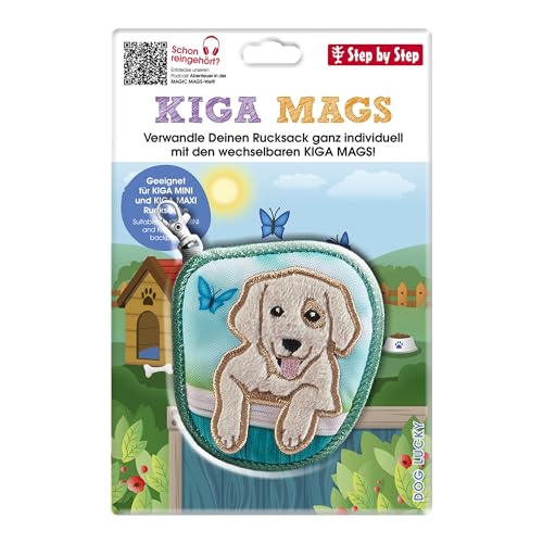 Step by Step KIGA MAGS „Dog Lucky“, 1 Magnet-Applikation mit Karabinerhaken, Hund, Anhänger zur Individualisierung des Kindergartenrucksack KIGA MINI & KIGA Maxi, für Mädchen & Jungen, 12 + Monaten