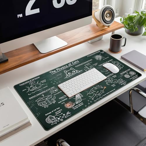Image of The Physics of Cats Desk Mat Large Mouse Pad Gaming Mousepad XXL Desk Pad 31.5''X15.7'' Extended Big Keyboard Mouse Mat Science Teacher or Cat Lover Gift for Office Decor